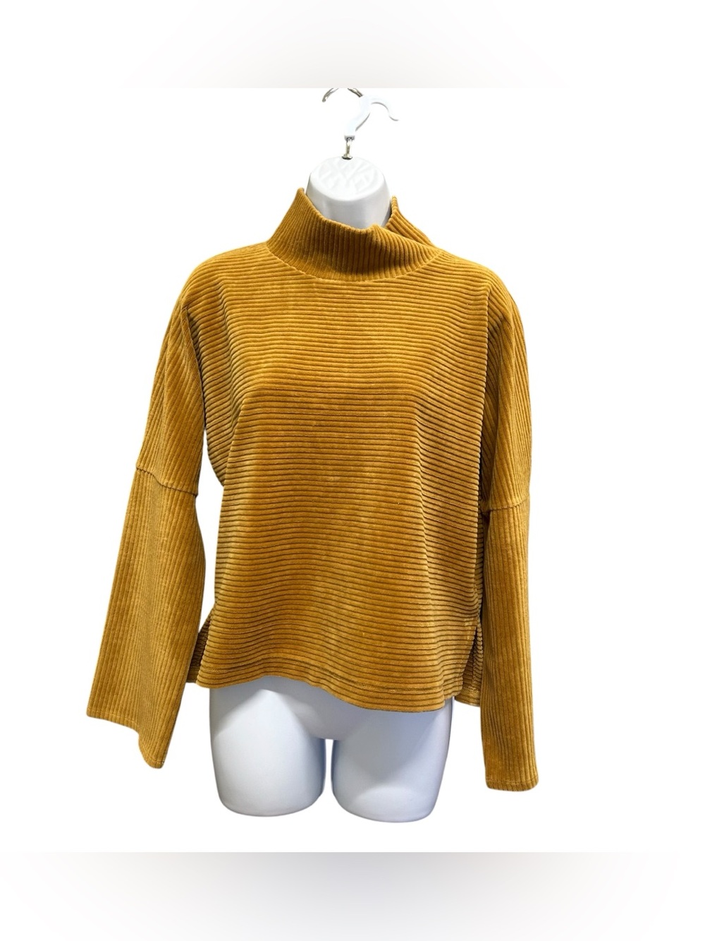 Madewell Texture & Thread Ribbed Turtleneck Sweater Mustard Yellow Size S